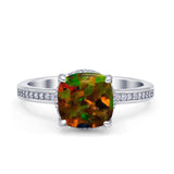 Elegant Hidden Halo Cushion Engagement Ring Cubic Zirconia 925 Sterling Silver