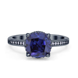 Elegant Hidden Halo Cushion Engagement Ring Cubic Zirconia 925 Sterling Silver