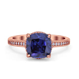 Elegant Hidden Halo Cushion Engagement Ring Cubic Zirconia 925 Sterling Silver