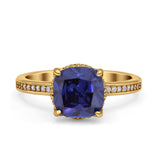 Elegant Hidden Halo Cushion Engagement Ring Cubic Zirconia 925 Sterling Silver