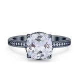 Elegant Hidden Halo Cushion Engagement Ring Cubic Zirconia 925 Sterling Silver