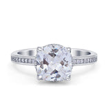 Elegant Hidden Halo Cushion Engagement Ring Cubic Zirconia 925 Sterling Silver