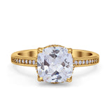 Elegant Hidden Halo Cushion Engagement Ring Cubic Zirconia 925 Sterling Silver