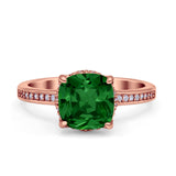 Elegant Hidden Halo Cushion Engagement Ring Cubic Zirconia 925 Sterling Silver