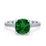 Elegant Hidden Halo Cushion Engagement Ring Cubic Zirconia 925 Sterling Silver