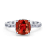Elegant Hidden Halo Cushion Engagement Ring Cubic Zirconia 925 Sterling Silver