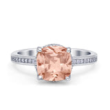Elegant Hidden Halo Cushion Engagement Ring Cubic Zirconia 925 Sterling Silver