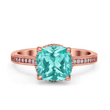 Elegant Hidden Halo Cushion Engagement Ring Cubic Zirconia 925 Sterling Silver