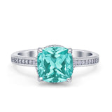 Elegant Hidden Halo Cushion Engagement Ring Cubic Zirconia 925 Sterling Silver