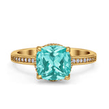 Elegant Hidden Halo Cushion Engagement Ring Cubic Zirconia 925 Sterling Silver