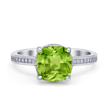 Elegant Hidden Halo Cushion Engagement Ring Cubic Zirconia 925 Sterling Silver