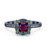Elegant Hidden Halo Cushion Engagement Ring Cubic Zirconia 925 Sterling Silver