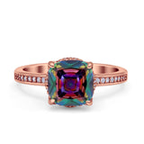 Elegant Hidden Halo Cushion Engagement Ring Cubic Zirconia 925 Sterling Silver