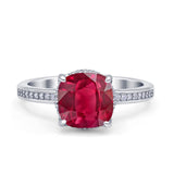 Elegant Hidden Halo Cushion Engagement Ring Cubic Zirconia 925 Sterling Silver
