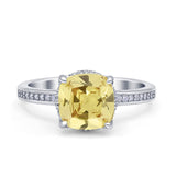 Elegant Hidden Halo Cushion Engagement Ring Cubic Zirconia 925 Sterling Silver