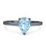 Solitaire Pear Hidden Halo Engagement Ring Cubic Zirconia 925 Sterling Silver