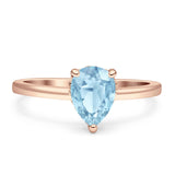 Solitaire Pear Hidden Halo Engagement Ring Cubic Zirconia 925 Sterling Silver