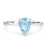 Solitaire Pear Hidden Halo Engagement Ring Cubic Zirconia 925 Sterling Silver