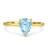 Solitaire Pear Hidden Halo Engagement Ring Cubic Zirconia 925 Sterling Silver