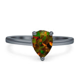 Solitaire Pear Hidden Halo Engagement Ring Cubic Zirconia 925 Sterling Silver