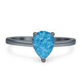 Solitaire Pear Hidden Halo Engagement Ring Cubic Zirconia 925 Sterling Silver