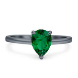 Solitaire Pear Hidden Halo Engagement Ring Cubic Zirconia 925 Sterling Silver