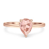 Solitaire Pear Hidden Halo Engagement Ring Cubic Zirconia 925 Sterling Silver