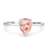 Solitaire Pear Hidden Halo Engagement Ring Cubic Zirconia 925 Sterling Silver
