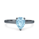 Teardrop Pear Hidden Halo Natural Aquamarine Engagement Ring