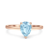 Teardrop Pear Hidden Halo Natural Aquamarine Engagement Ring