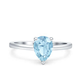 Teardrop Pear Hidden Halo Natural Aquamarine Engagement Ring