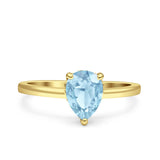 Teardrop Pear Hidden Halo Natural Aquamarine Engagement Ring