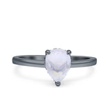Teardrop Pear Hidden Halo Natural Moonstone Engagement Ring