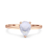 Teardrop Pear Hidden Halo Natural Moonstone Engagement Ring
