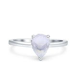 Teardrop Pear Hidden Halo Natural Moonstone Engagement Ring