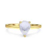 Teardrop Pear Hidden Halo Natural Moonstone Engagement Ring
