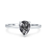 Teardrop Pear Hidden Halo Natural Rutilated Quartz Engagement Ring