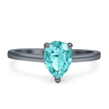 Solitaire Pear Hidden Halo Engagement Ring Cubic Zirconia 925 Sterling Silver