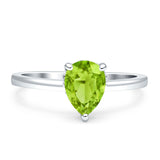 Solitaire Pear Hidden Halo Engagement Ring Cubic Zirconia 925 Sterling Silver