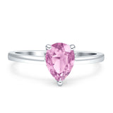 Solitaire Pear Hidden Halo Engagement Ring Cubic Zirconia 925 Sterling Silver