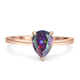 Solitaire Pear Hidden Halo Engagement Ring Cubic Zirconia 925 Sterling Silver