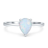 Solitaire Pear Hidden Halo Engagement Ring Cubic Zirconia 925 Sterling Silver