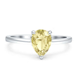 Solitaire Pear Hidden Halo Engagement Ring Cubic Zirconia 925 Sterling Silver