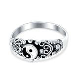 Chinese Yin Yang Band Ring 925 Sterling Silver (8mm)