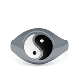 Yin Yang Oxidized Band Solid 925 Sterling Silver Thumb Ring (11mm)