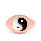 Yin Yang Oxidized Band Solid 925 Sterling Silver Thumb Ring (11mm)