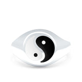 Yin Yang Oxidized Band Solid 925 Sterling Silver Thumb Ring (11mm)