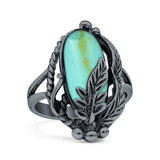 Oval Leaf Petite Dainty Lab Opal Ring Solid Oxidized 925 Sterling Silver