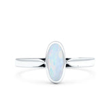 Vintage Style Petite Dainty Lab Opal Ring Solid Oval Oxidized 925 Sterling Silver