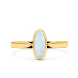 Vintage Style Petite Dainty Lab Opal Ring Solid Oval Oxidized 925 Sterling Silver